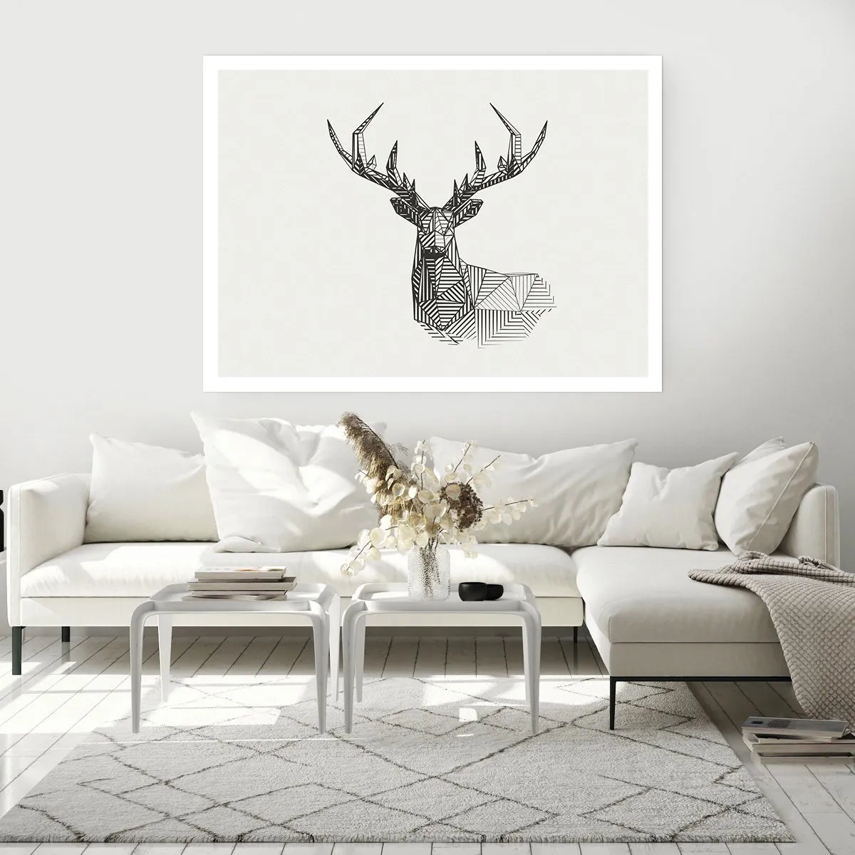 Poster - Ein Hirsch im kubistischen Stil - 91x61 cm