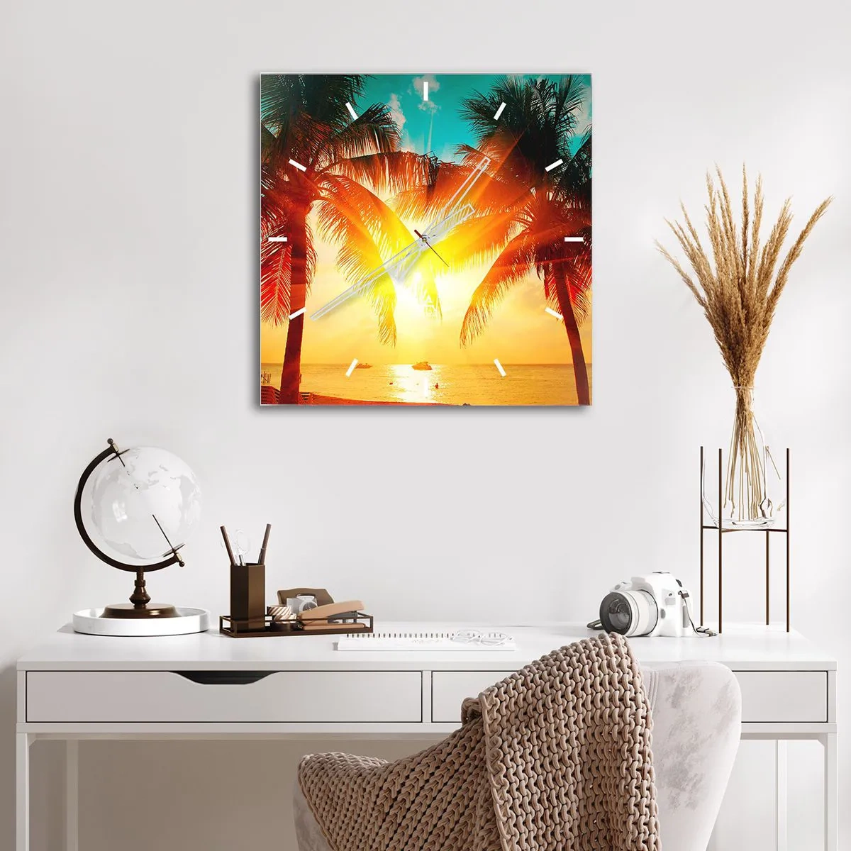 Wanduhr - Glasuhr - Exotisches Paar - 40x40 cm