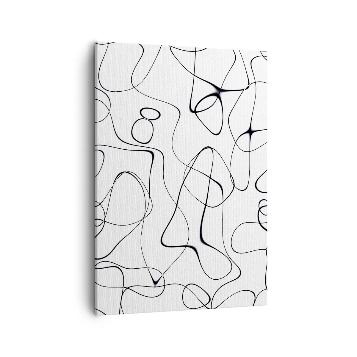 Bild auf Leinwand - Leinwandbild - Abstrakte schwarze Linien auf weißem Hintergrund im minimalistischen Stil - 50x70cm - Lebenswege, Wechselfälle - Moderne Wanddekoration für Wohnzimmer und Schlafzimmer ARTTOR