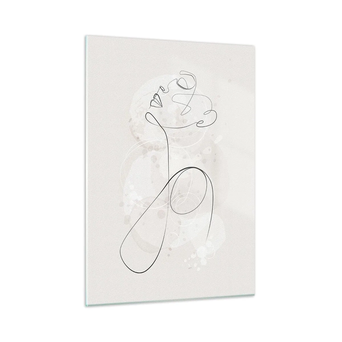 Glasbild - Bild auf glas - Abstraktes Porträt in Weißtönen - 50x70cm - Die Spirale der Schönheit - Moderne Wanddekoration für Wohnzimmer und Schlafzimmer ARTTOR