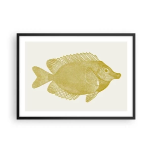 Poster in einem schwarzem Rahmen - Vintage Goldfisch auf hellem Hintergrund - 70x50cm - Fisch und das war’s - Moderne Wanddekoration für Wohnzimmer und Schlafzimmer ARTTOR