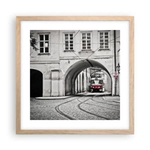 Poster in einem Rahmen aus heller Eiche - Durch das Stadtlabyrinth - 40x40 cm