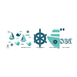Fototapeten Muster Selbstklebend Deluxe Sticker - Über die Meere und Ozeane - Für Kinder, Nautisch, Segelboot - 100x30 cm