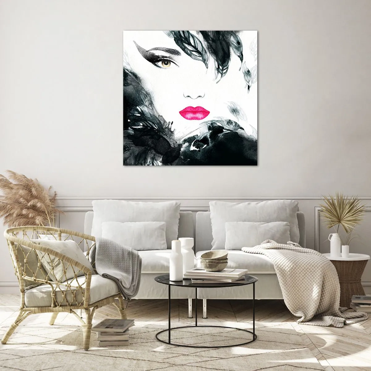 Glasbild - Bild auf glas - Beachtung! Femme fatale - 60x60 cm