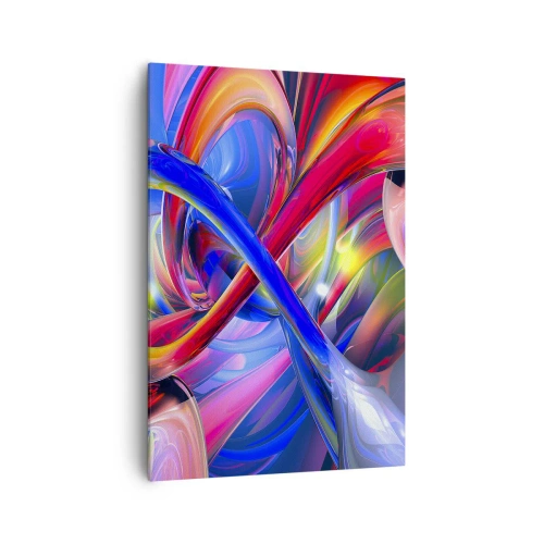 Bild auf Leinwand - Leinwandbild - Abstrakte, farbenfrohe geometrische Kompositionen in dynamischen Formen - 70x100cm - Ein Tanz der Farben - Moderne Wanddekoration für Wohnzimmer und Schlafzimmer ARTTOR