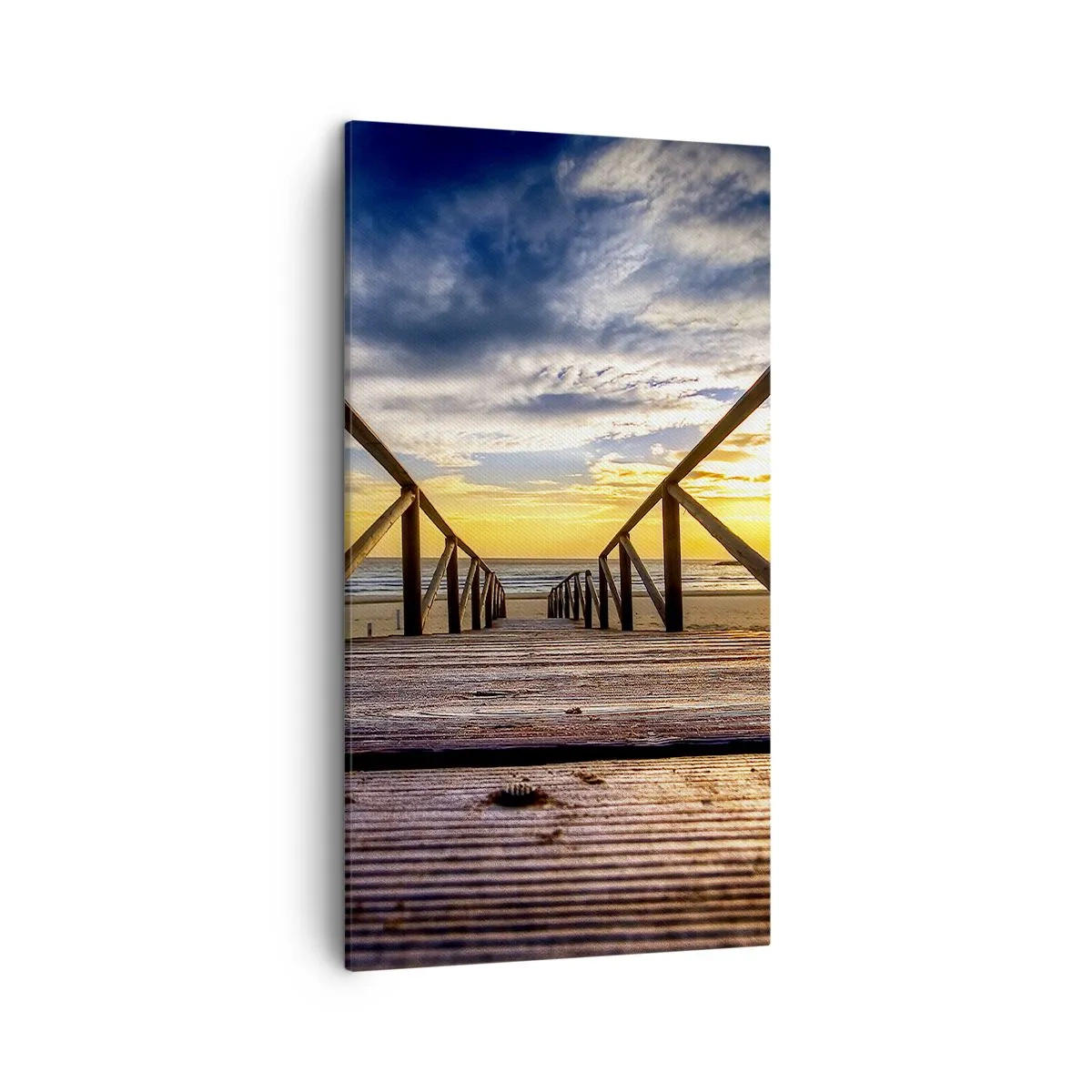 Bild auf Leinwand - Leinwandbild - Direkt zum ruhigen Strand bei Sonnenuntergang - 45x80 cm