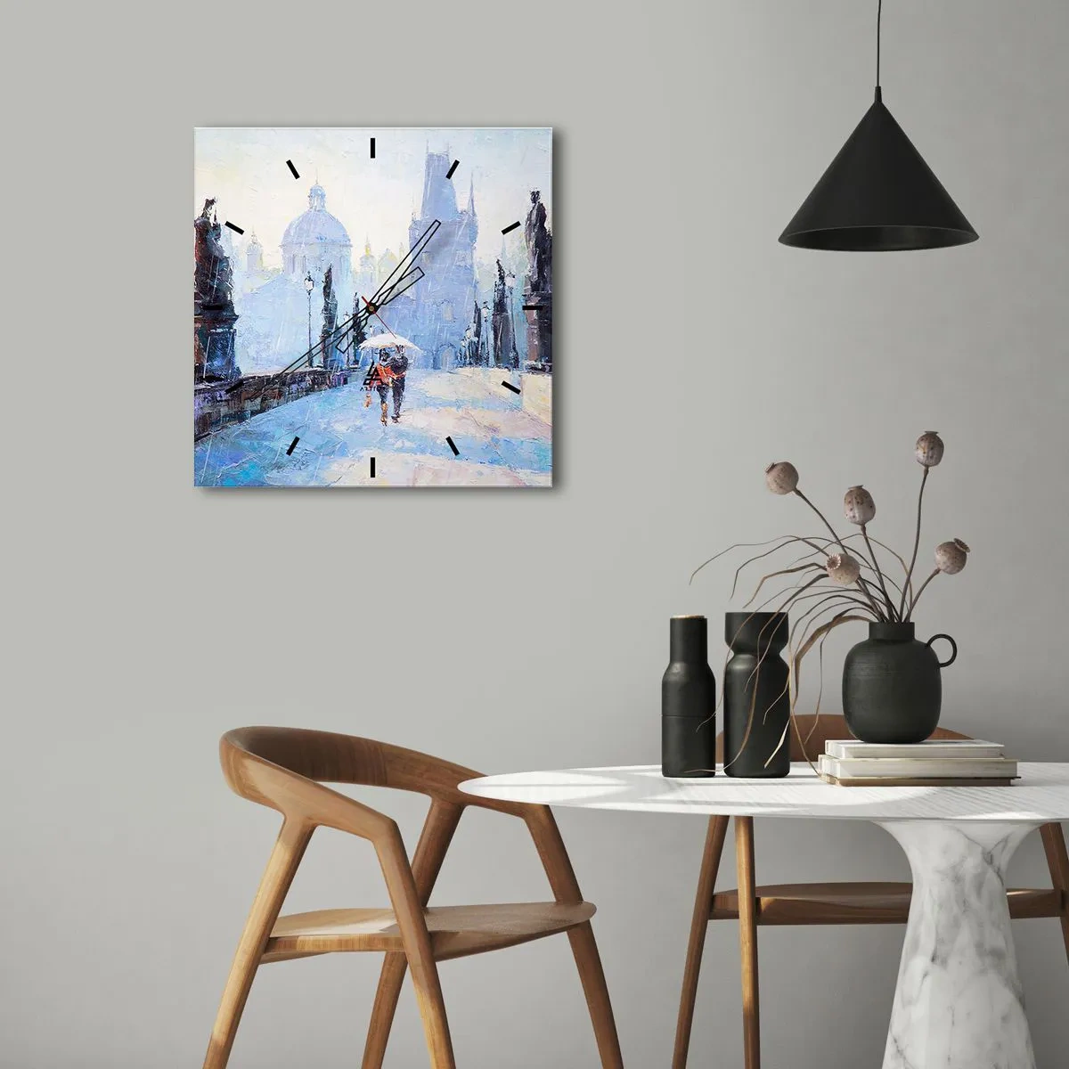 Wanduhr - Glasuhr - Der Regen muss uns verzaubert haben - 40x40 cm