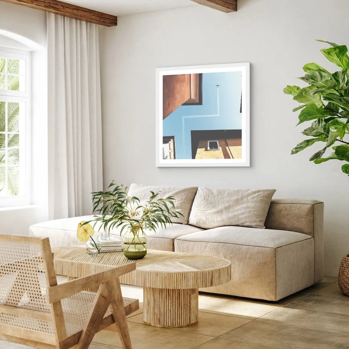 Poster in einem weißen Rahmen - Über dem Stadtlabyrinth - 60x60 cm