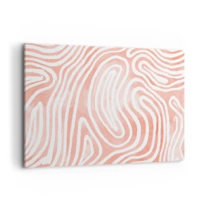 Bild auf Leinwand - Leinwandbild - Abstraktes Muster in Rosa- und Weißtönen - 100x70cm - Im Korallenlabyrinth - Moderne Wanddekoration für Wohnzimmer und Schlafzimmer ARTTOR