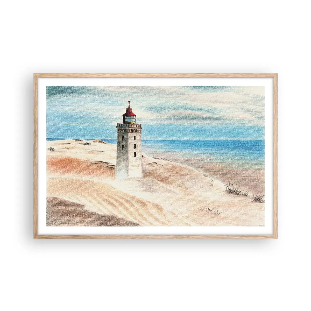 Poster in einem Rahmen aus heller Eiche - Immer aufs Meer starrend - 91x61 cm
