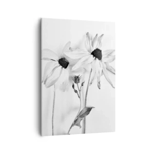 Bild auf Leinwand - Leinwandbild - Schwarz-weiße Blumen mit subtiler Komposition - 50x70cm - Niemand will allein sein - Moderne Wanddekoration für Wohnzimmer und Schlafzimmer ARTTOR