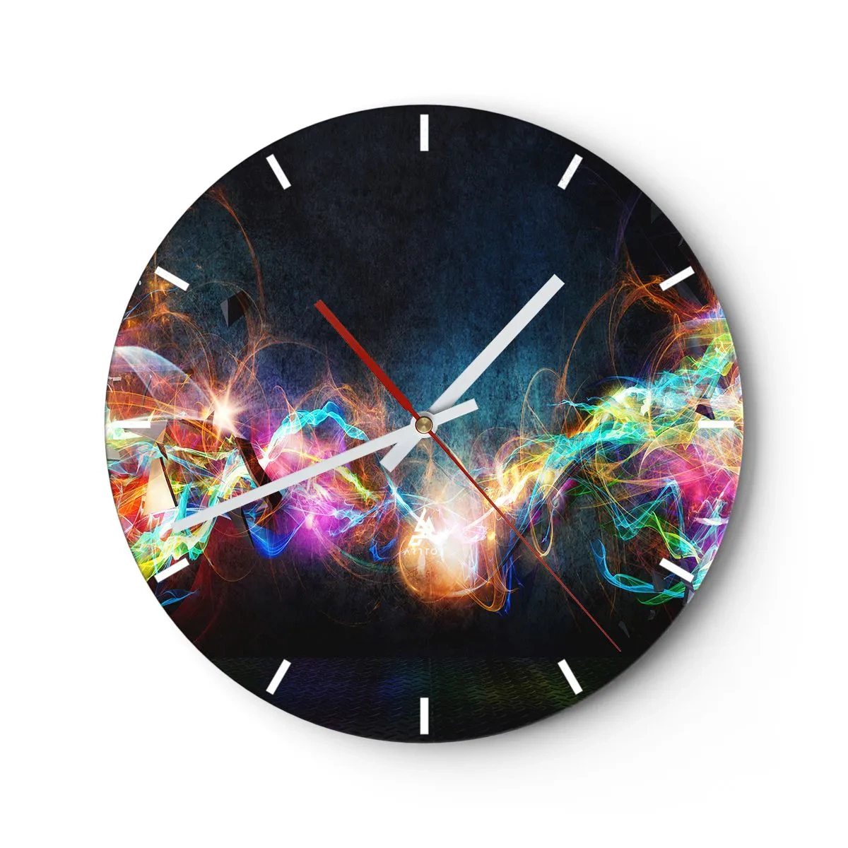 Wanduhr - Glasuhr - Freudig gegen die Dunkelheit - 40x40 cm