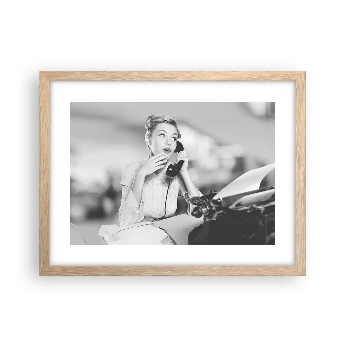 Poster in einem Rahmen aus heller Eiche - Hallo, wir sind in den 1950er Jahren. - 40x30 cm