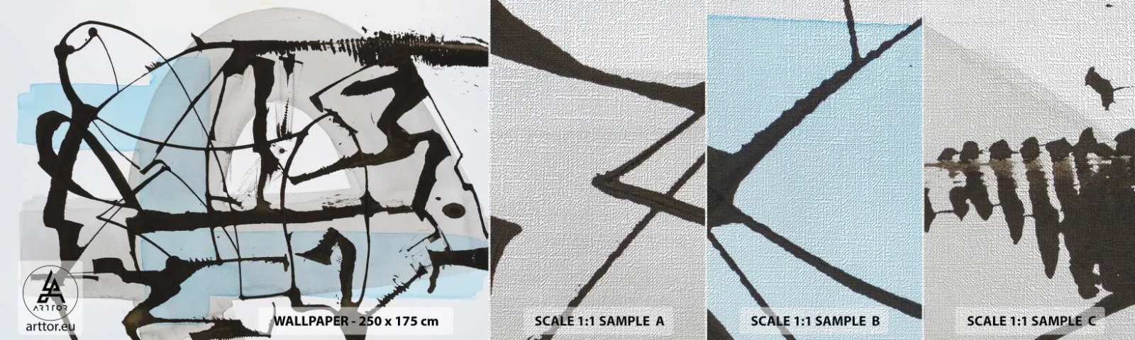 Fototapeten Muster Premium Canvas - Trotzdem blau - Abstraktion, Stück, Chaos - 100x30 cm