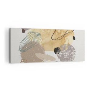 Bild auf Leinwand - Leinwandbild - Eine Komposition aus abstrakten Formen in Beige und Gelb. - 120x50cm - Angewandte Plumkologie - Moderne Wanddekoration für Wohnzimmer und Schlafzimmer ARTTOR