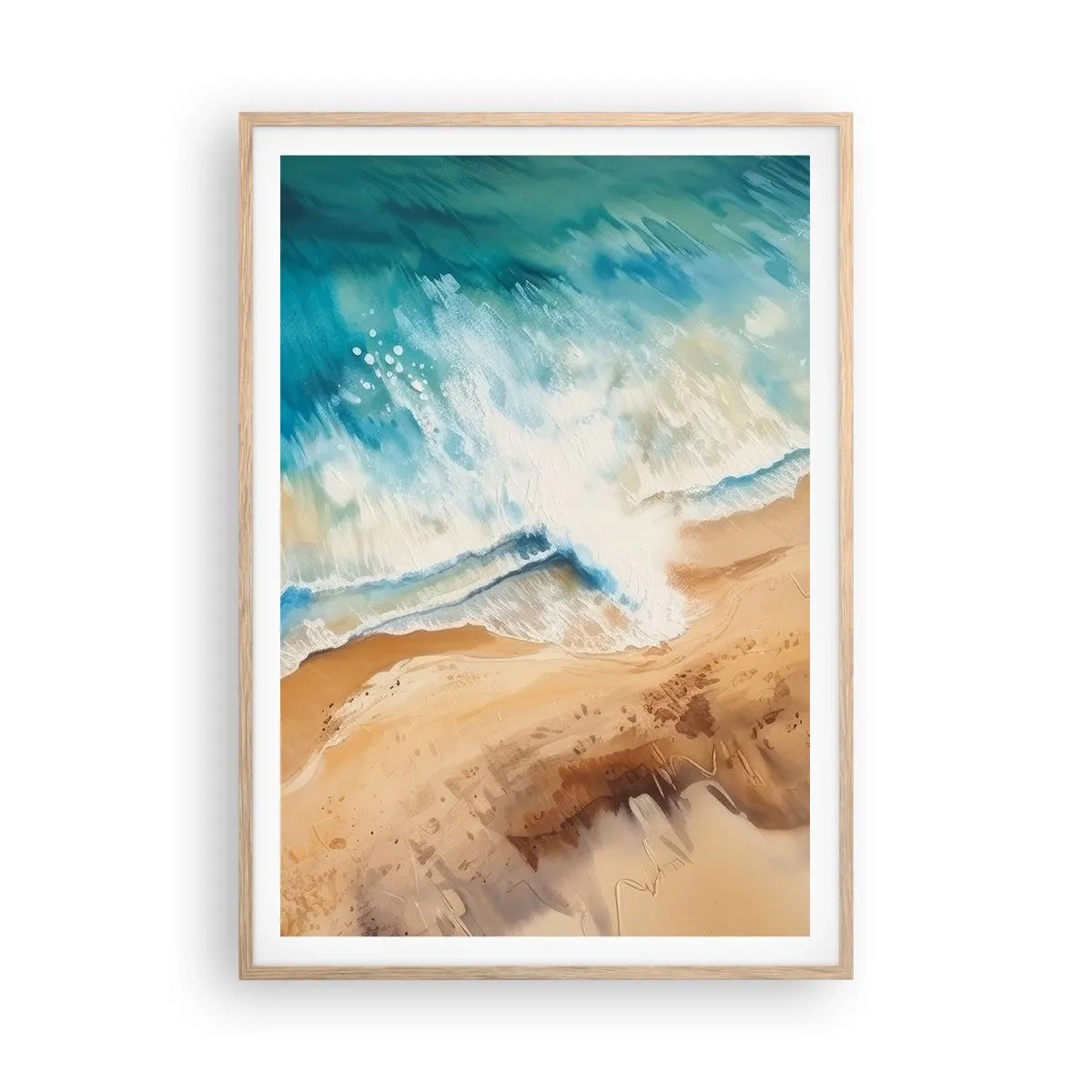 Poster in einem Rahmen aus heller Eiche - Zurückkehrende Welle - 70x100 cm