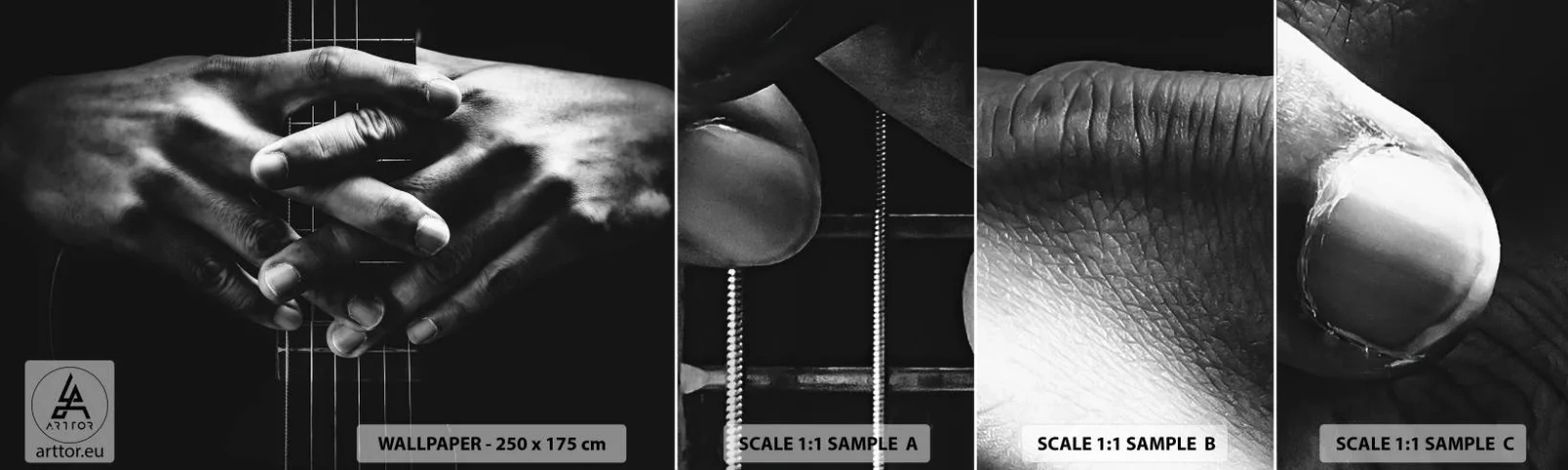 Fototapeten Muster Selbstklebend Deluxe Sticker - Gebet des Künstlers - Gitarrist, Musiker, Gitarre - 100x30 cm