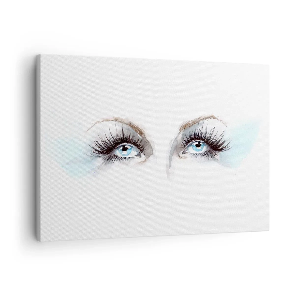 Bild auf Leinwand - Leinwandbild - Aquarell mit blauen Augen und zarten Akzenten - 70x50cm - Engelsaugen? - Moderne Wanddekoration für Wohnzimmer und Schlafzimmer ARTTOR