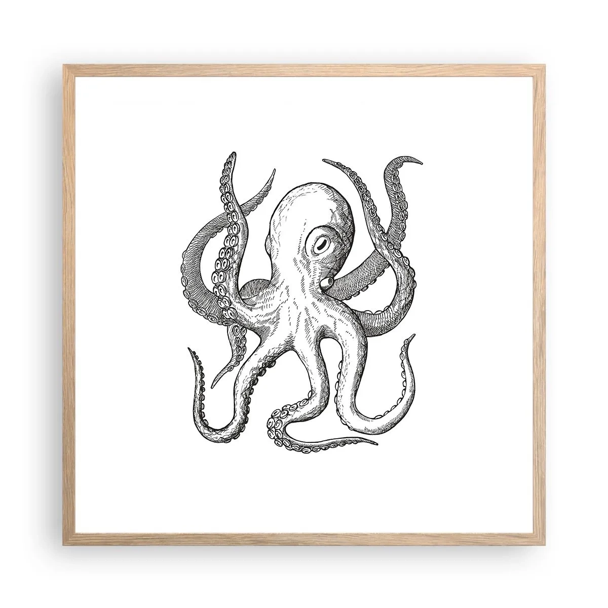 Poster in einem Rahmen aus heller Eiche - Mit den Wellen tanzen - 60x60 cm