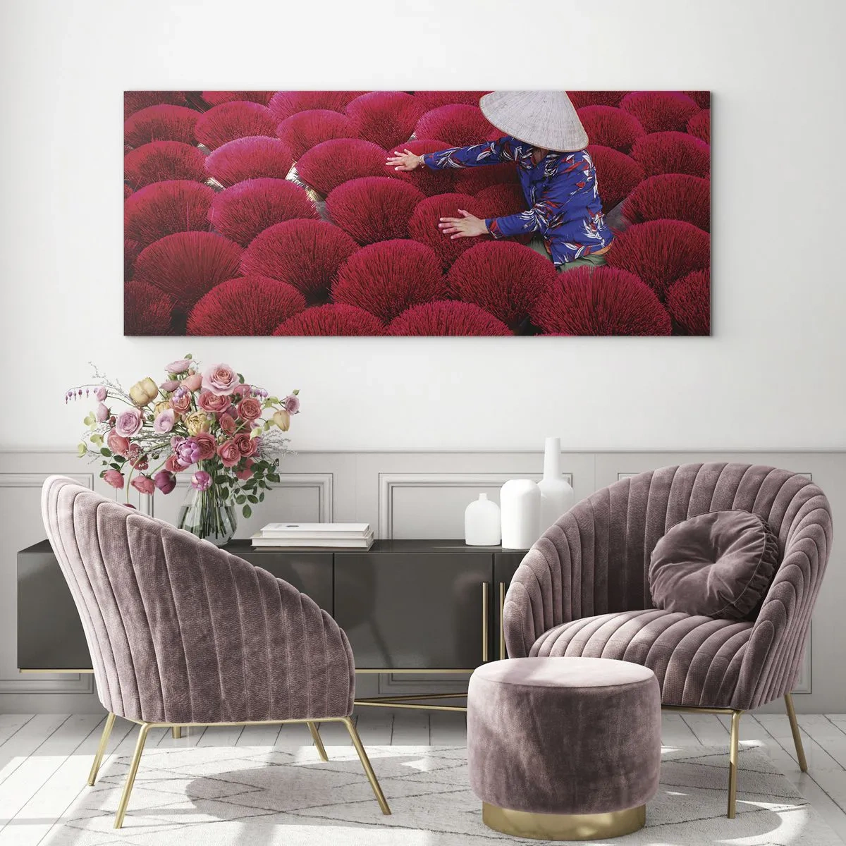 Glasbild - Bild auf glas - Im Reisfeld - 100x40 cm