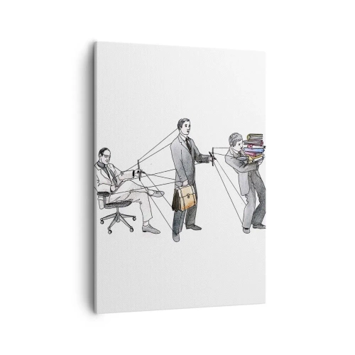 Bild auf Leinwand - Leinwandbild - Eine Illustration, die zeigt, wie Menschen wie Marionetten kontrolliert werden. - 50x70cm - Jeder hat seinen Meister - Moderne Wanddekoration für Wohnzimmer und Schlafzimmer ARTTOR