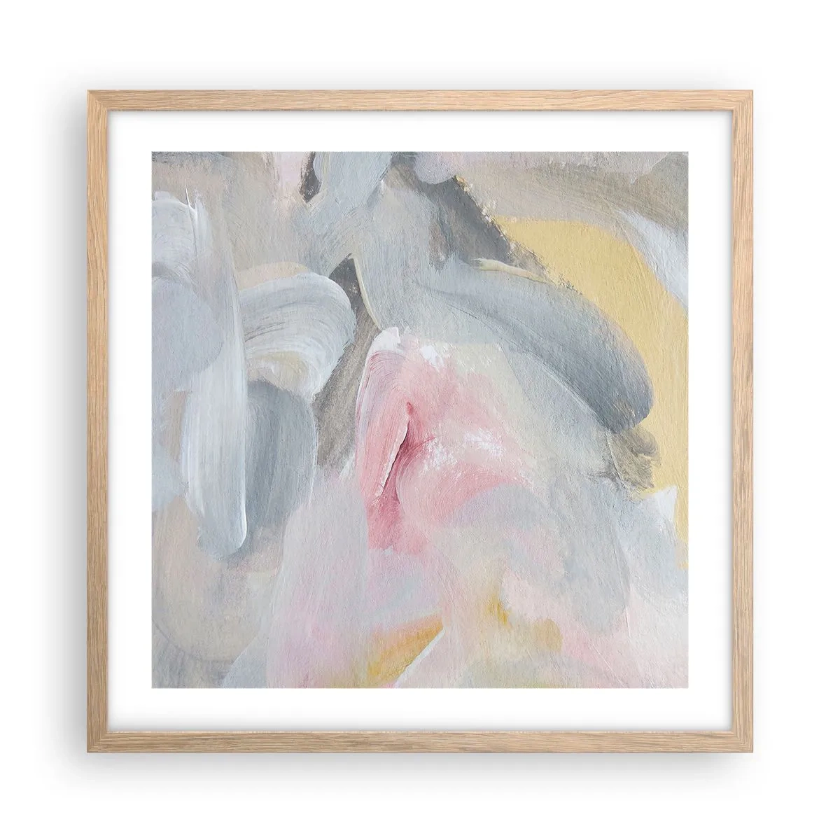 Poster in einem Rahmen aus heller Eiche - In einer Pastellwelt - 50x50 cm