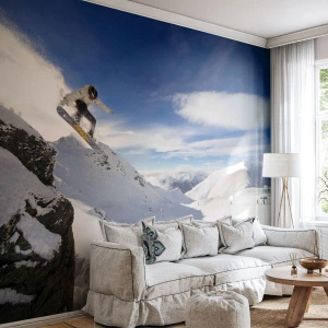 Fototapete Premium Sand - Freiheit ohne Grenzen - Snowboarden, Landschaft, Berge - 350x256 cm