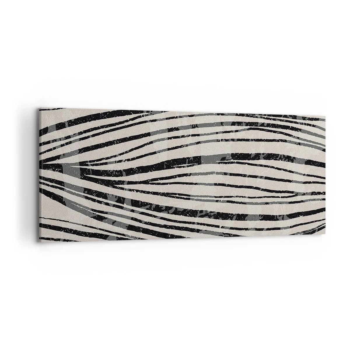 Bild auf Leinwand - Leinwandbild - Abstrakte Wellen in Schwarz-Weiß-Tönen - 120x50cm - Linienpool - Moderne Wanddekoration für Wohnzimmer und Schlafzimmer ARTTOR