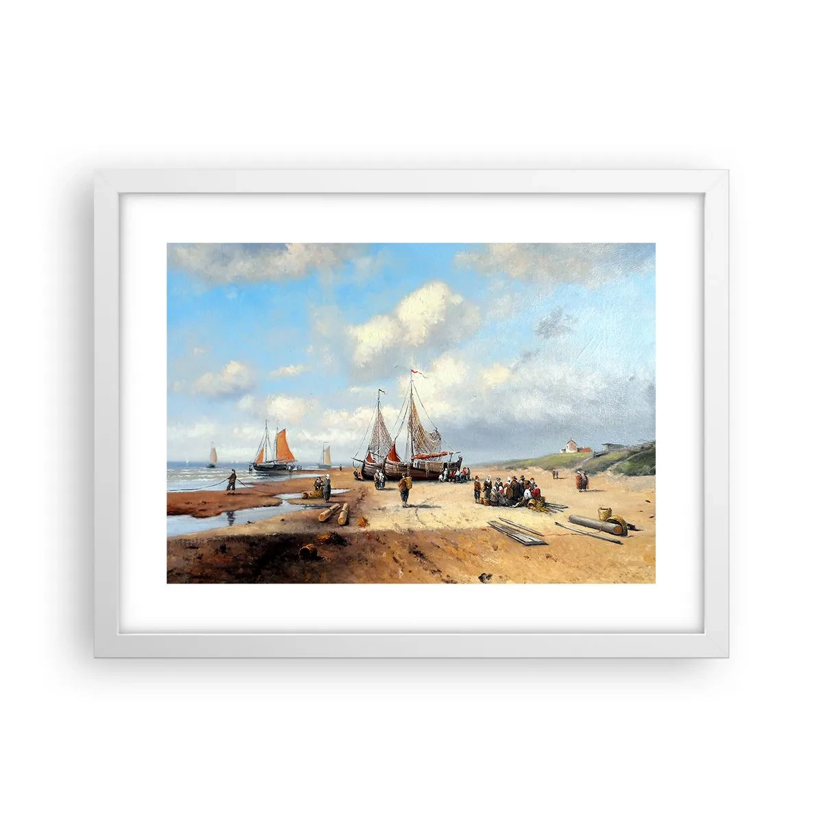 Poster in einem weißen Rahmen - Nach einem erfolgreichen Fischfang - 40x30 cm