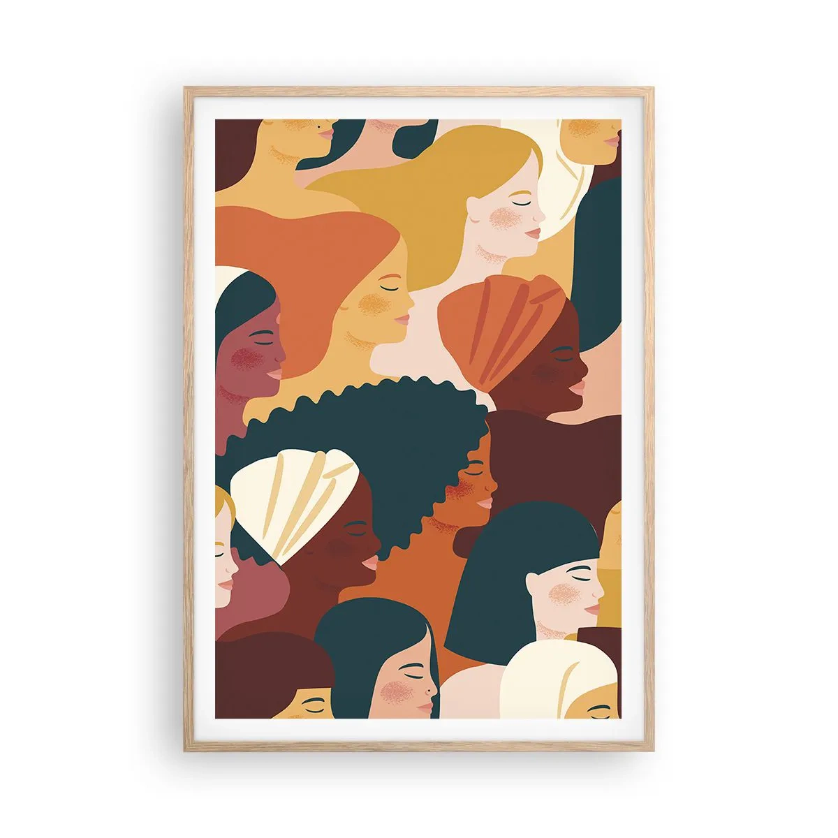Poster in einem Rahmen aus heller Eiche - Nur Weiblichkeit - 70x100 cm