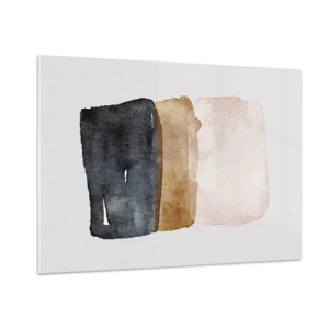 Glasbild - Bild auf glas - Abstrakte Flecken in Schwarz-, Braun- und Beigetönen - 100x70cm - Die Komposition der Farben der Erde - Moderne Wanddekoration für Wohnzimmer und Schlafzimmer ARTTOR
