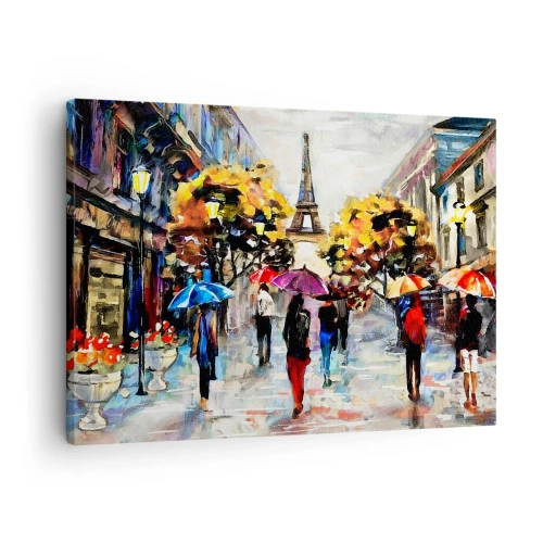 Bild auf Leinwand - Leinwandbild - Ein Herbstspaziergang in Paris mit Blick auf den Eiffelturm - 70x50cm - Besonders schön im Herbst - Moderne Wanddekoration für Wohnzimmer und Schlafzimmer ARTTOR