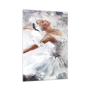 Glasbild - Bild auf glas - Eine Ballerina im weißen Outfit in dynamischer Pose - 50x70cm - Zart und leicht wie Tüll - Moderne Wanddekoration für Wohnzimmer und Schlafzimmer ARTTOR