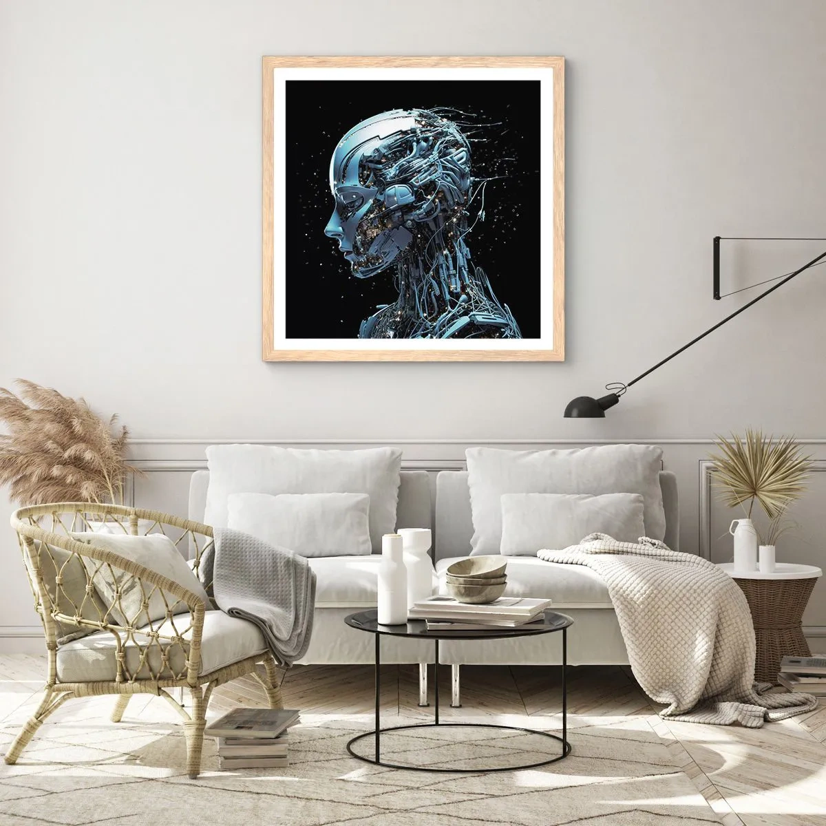 Poster in einem Rahmen aus heller Eiche - Technologie ist eine Frau - 60x60 cm