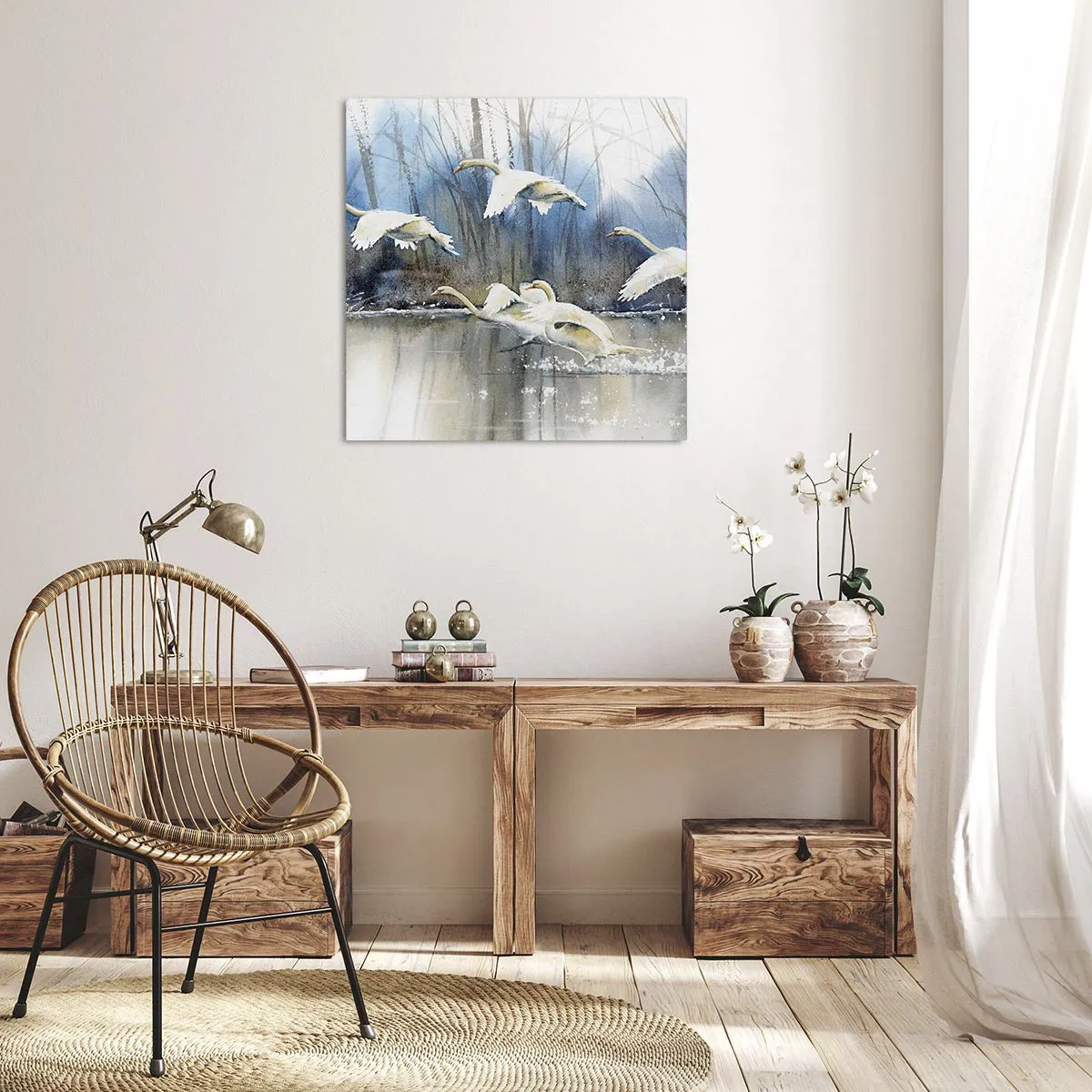 Bild auf Leinwand - Leinwandbild - Wie im Märchen von den wilden Schwänen - 40x40 cm