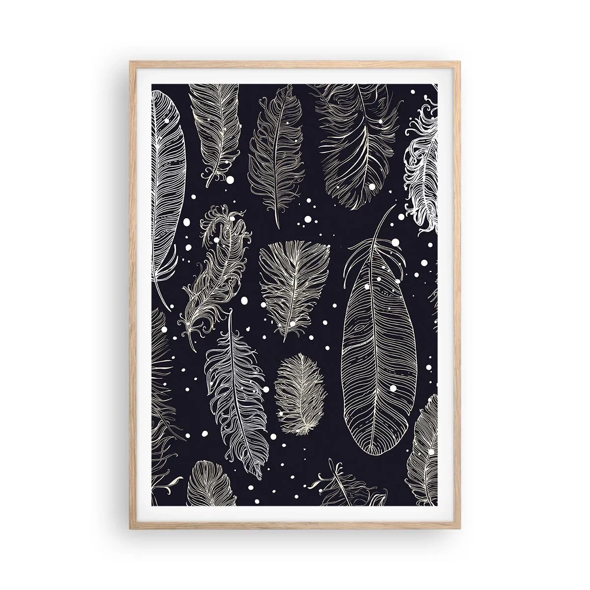 Poster in einem Rahmen aus heller Eiche - Gefiederte Spitze - 70x100 cm