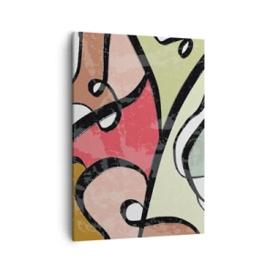 Bild auf Leinwand - Leinwandbild - Bunte abstrakte Formen mit schwarzen Linien - 50x70cm - Pirouetten unter Farben - Moderne Wanddekoration für Wohnzimmer und Schlafzimmer ARTTOR