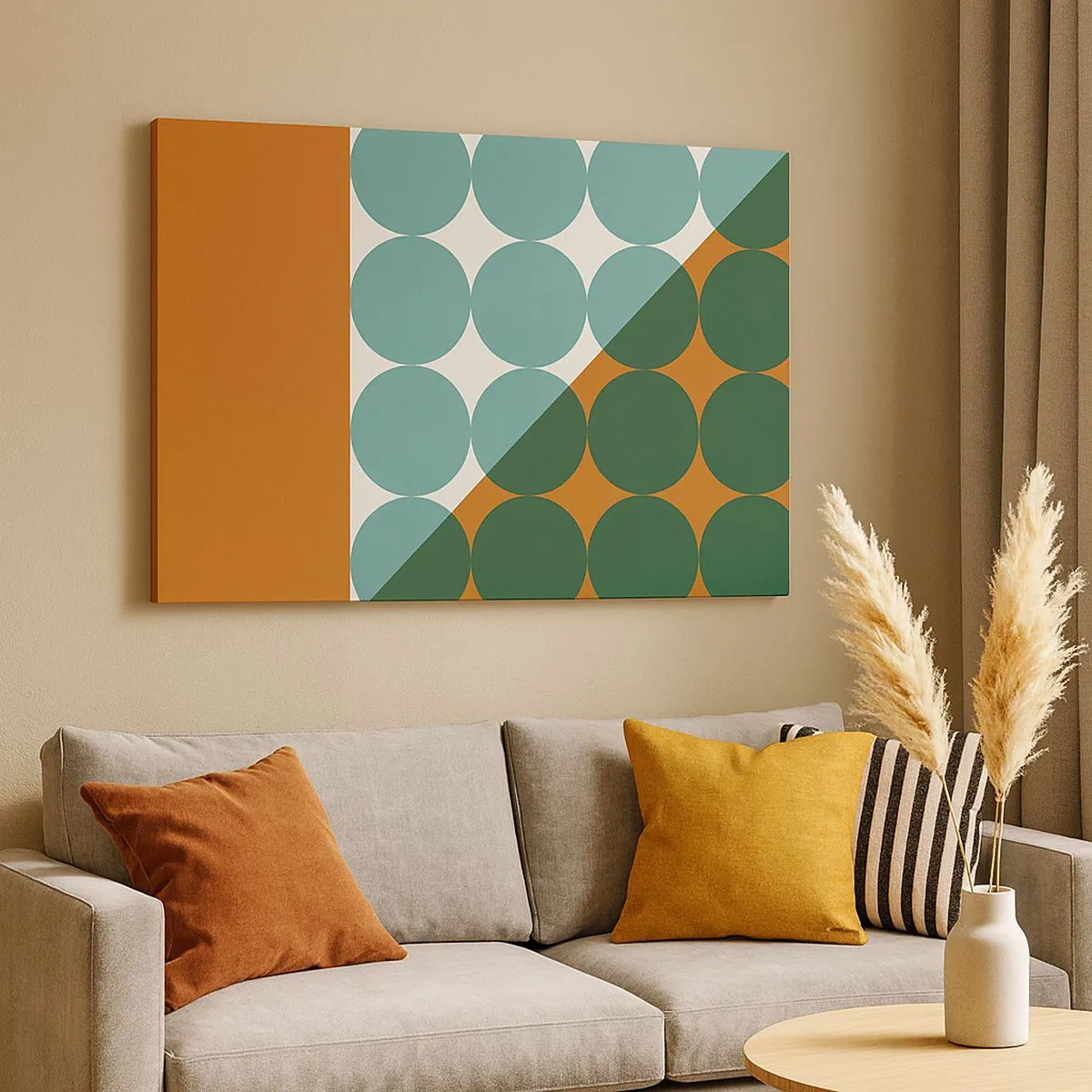 Bild auf Leinwand - Leinwandbild - Geometrische Muster in Kontrastfarben - 70x50cm - Nach oben und schräg - Moderne Wanddekoration für Wohnzimmer und Schlafzimmer ARTTOR