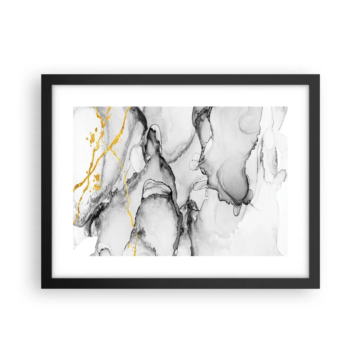 Poster in einem schwarzem Rahmen - Komposition mit Goldmotiv - 40x30 cm