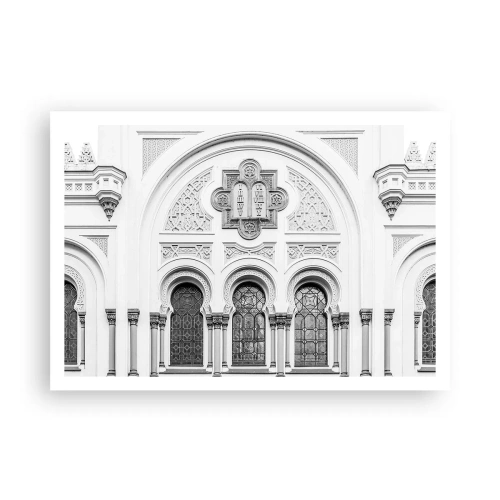 Poster - Architektonische Details der Fassade im monochromen Stil - 100x70cm - An der Grenze der Kulturen - Moderne Wanddekoration für Wohnzimmer und Schlafzimmer ARTTOR