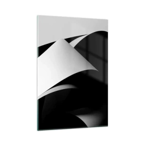 Glasbild - Bild auf glas - Abstrakte Formen in Schwarz und Weiß mit auffälligen Kontrasten - 80x120cm - Lichtflächen aus der Schattentiefe - Moderne Wanddekoration für Wohnzimmer und Schlafzimmer ARTTOR