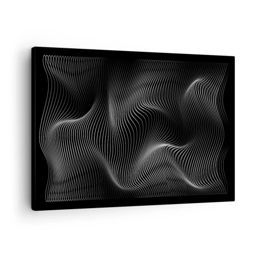 Bild auf Leinwand - Leinwandbild - Abstrakte weiße Linien auf schwarzem Hintergrund - 70x50cm - Lichttanz im Raum - Moderne Wanddekoration für Wohnzimmer und Schlafzimmer ARTTOR