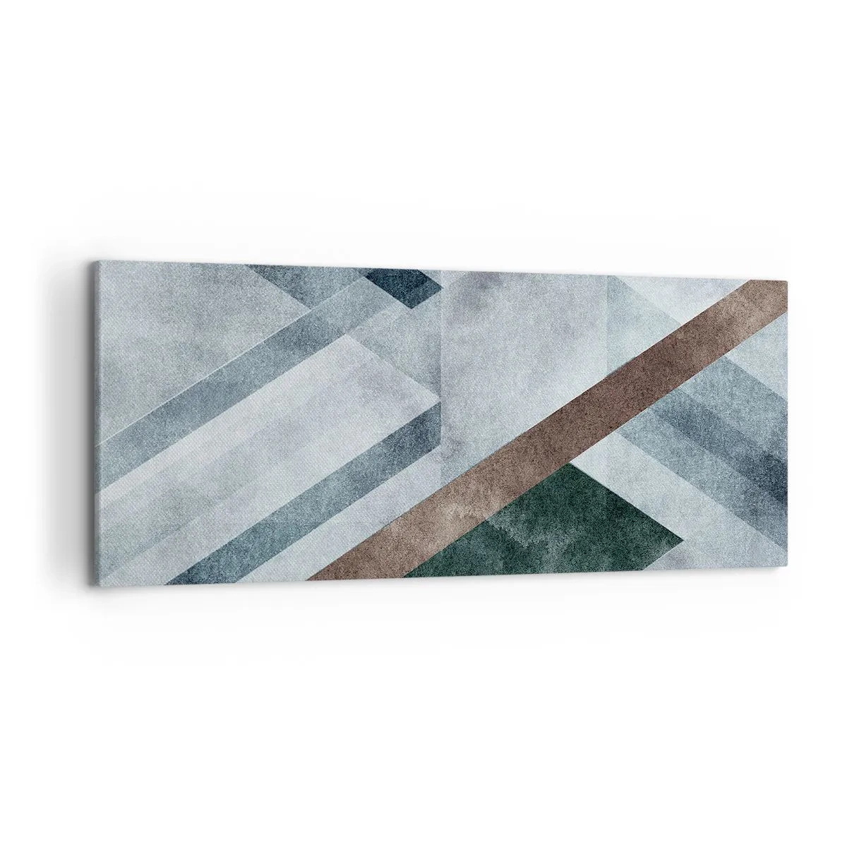 Bild auf Leinwand - Leinwandbild - Geometrische Formen in kühlen Blau- und Brauntönen - 120x50cm - Anspruchsvolle Eleganz der Geometrie - Moderne Wanddekoration für Wohnzimmer und Schlafzimmer ARTTOR
