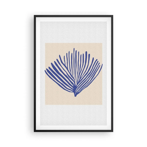 Poster in einem schwarzem Rahmen - Blauer Fächer - 61x91 cm