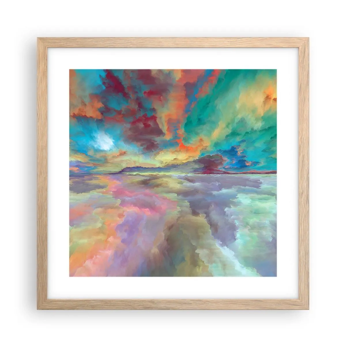 Poster in einem Rahmen aus heller Eiche - Zwei Himmel - 40x40 cm