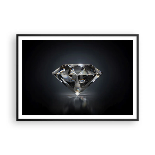 Poster in einem schwarzem Rahmen - Eine künstlerische Interpretation eines Diamanten auf dunklem Hintergrund - 100x70cm - Beste Freundin - Moderne Wanddekoration für Wohnzimmer und Schlafzimmer ARTTOR