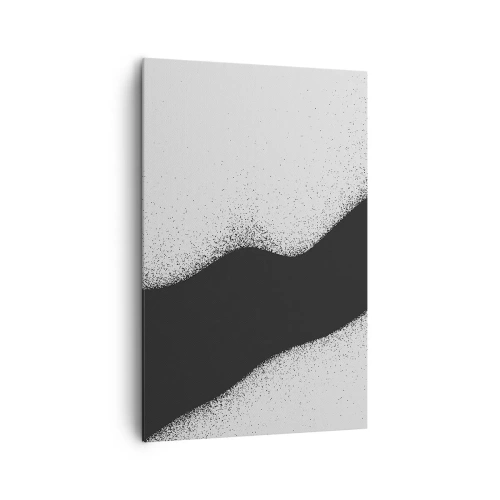 Bild auf Leinwand - Leinwandbild - Abstraktes schwarz-weißes Muster mit zarten Punkten auf Leinwand - 80x120cm - Flüssiges Gleichgewicht - Moderne Wanddekoration für Wohnzimmer und Schlafzimmer ARTTOR