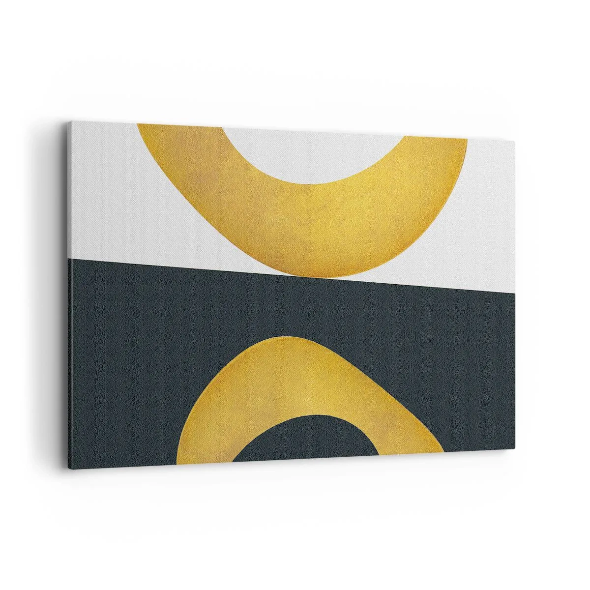 Bild auf Leinwand - Leinwandbild - Geometrische Formen in Gold auf weißem und dunklem Hintergrund - 100x70cm - Erstens: Gold - Moderne Wanddekoration für Wohnzimmer und Schlafzimmer ARTTOR