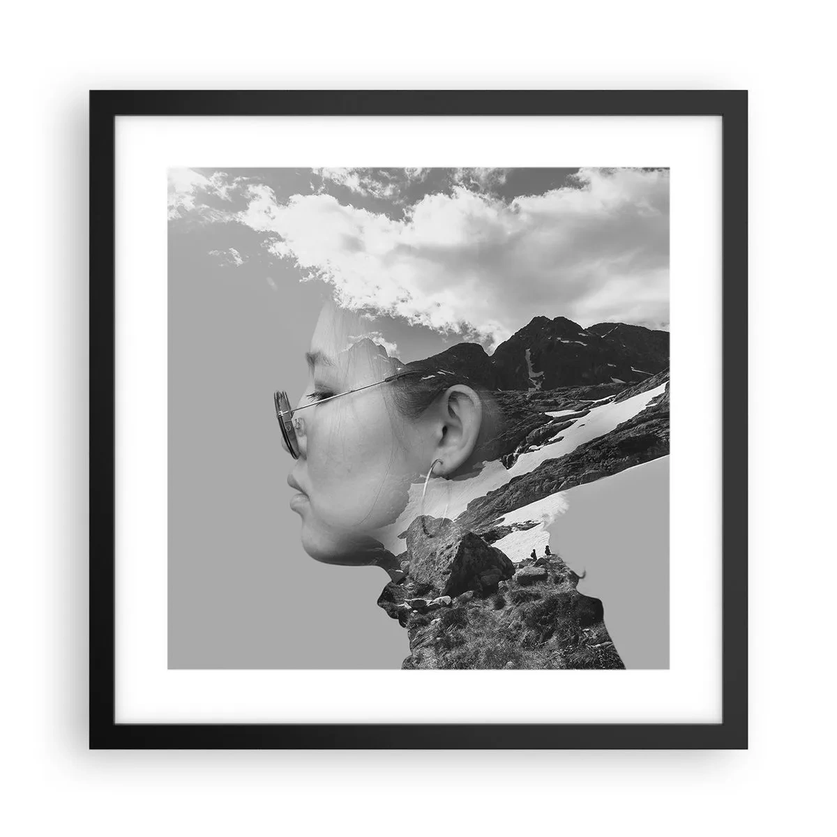 Poster in einem schwarzem Rahmen - Top und bewölktes Porträt - 40x40 cm