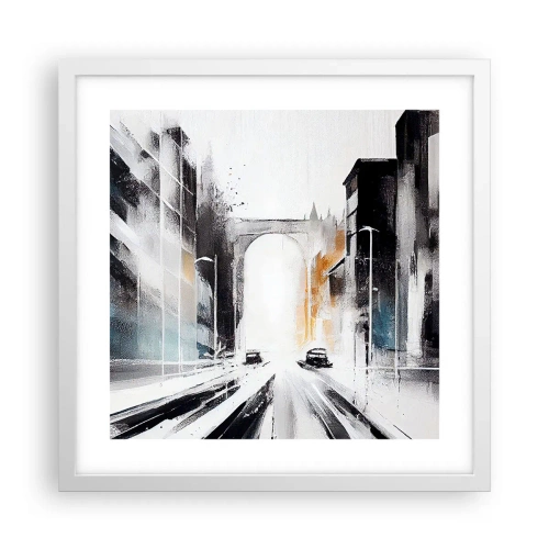 Poster in einem weißen Rahmen - Stadtstudie: Architektur und Bewegung - 40x40 cm